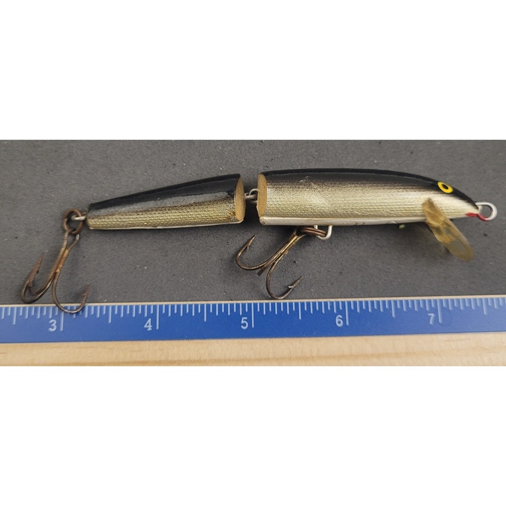 Vintage Rapala Wooden Jointed Gold Fishing Lure  J-11